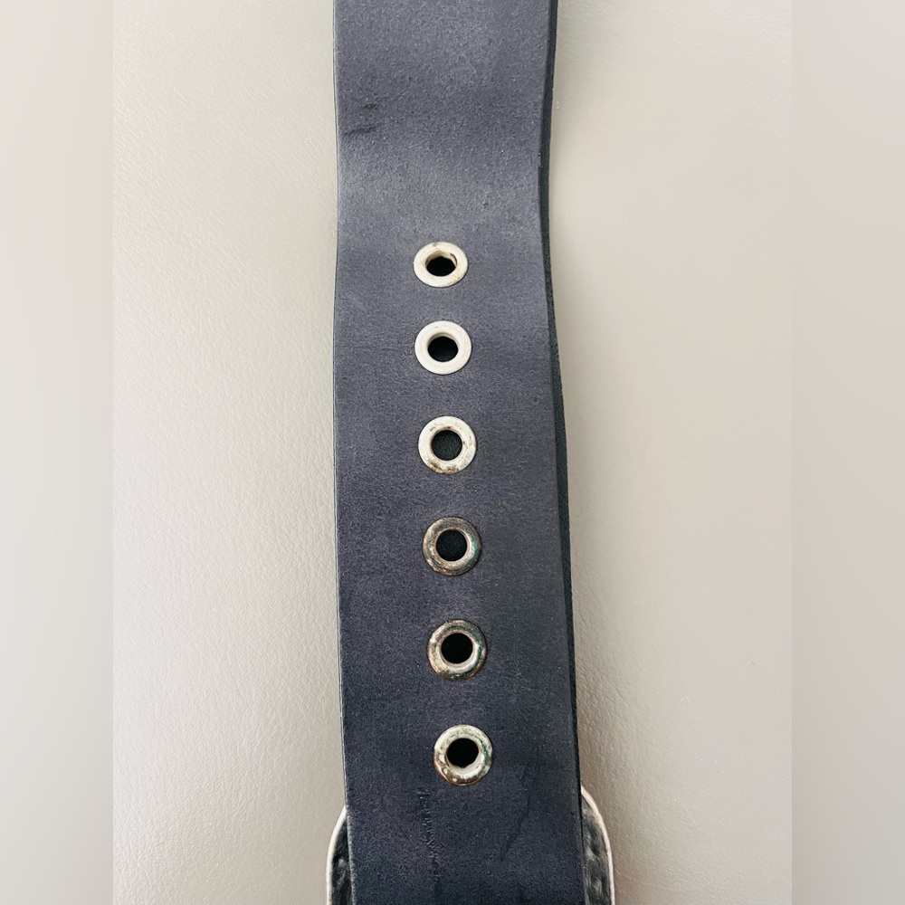 Vintage “Aldo” Italian Leather Black Boho Belt w Rhinestones - Made in Canada 🇨🇦 - Picture 2 of 11